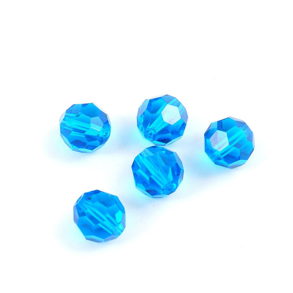 50pcs Adabele Austrian Faceted Round Crystal Beads #5000, Capri Blue, Size Selections: 4mm/6mm/8mm/10mm