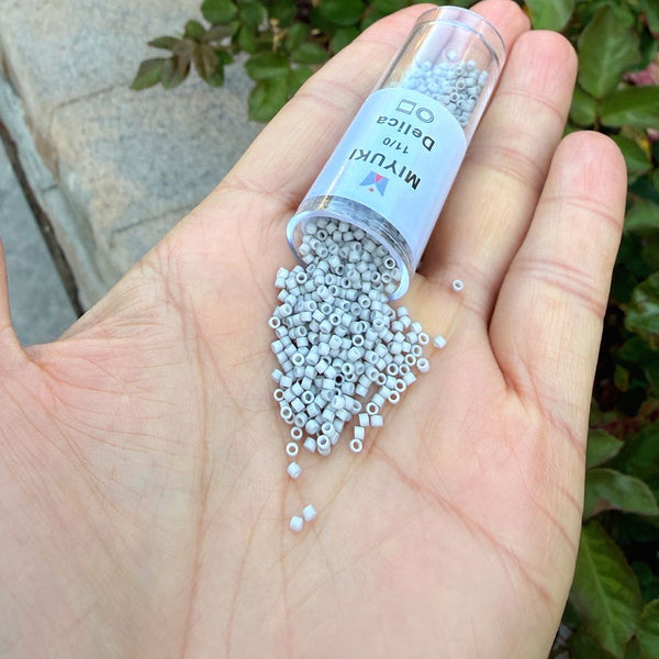 7.5g Miyuki Delica 11/0 Seed Beads, Opaque Matte Glazed Light Smoke DB1518