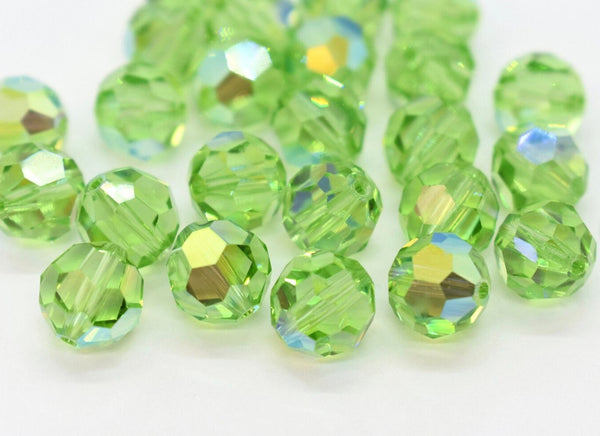 25pcs Adabele Austrian Faceted Round Crystal Beads #5000, Peridot Green AB, Size Selections: 6mm/8mm
