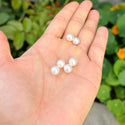 4pcs Natural AAAA Grade High Luster Half Drilled Round Pearls Beads, White Cultured Freshwater Pearls, 7-8mm, Hole ID 0.9mm, PH4-78