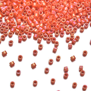 7.5g Miyuki Delica 10/0 Tube Seed Beads, Opaque Rainbow Orange DBM161