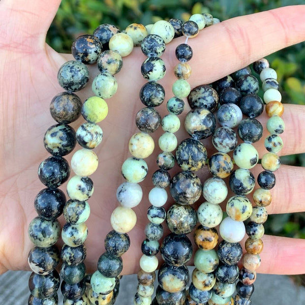 Natural African Yellow Turquoise Gemstone Round Beads, 1 Strand/15 Inch, Size Selections: 6mm/8mm/10mm