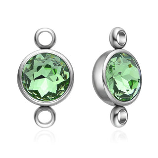 10pcs Grade A August Peridot Green Birthstone Links, Stainless Steel, Tarnish Resistant, 10mm, CCP36-8