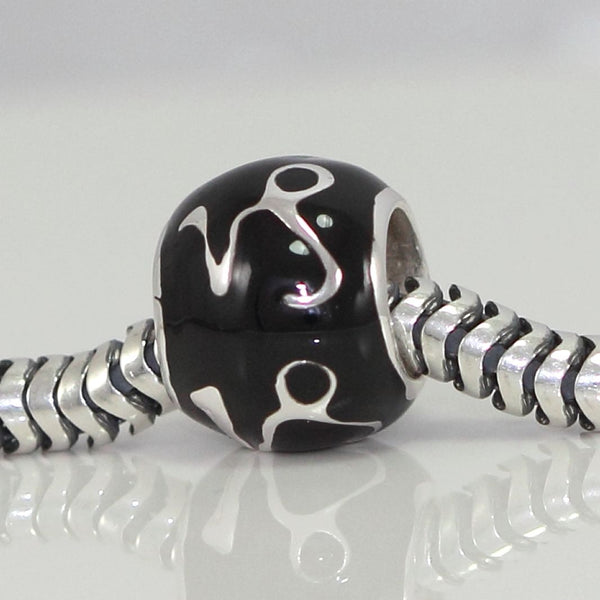 1pc 925 Sterling Silver Capricorn Zodiac Sign Bead Charm Black Enamel, Compatible with Pandora All Other Charm Bracelets, EC69