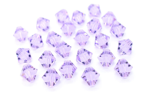 50pcs Preciosa Faceted Bicone Crystal Beads, Violet, 6mm, Hole ID 1mm, Pre-B604