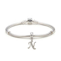 1pc 925 Sterling Silver Letter N, Alphabet Charm Pendant Drop, 18mm Long, Hole ID 4.5mm, EC3-A14