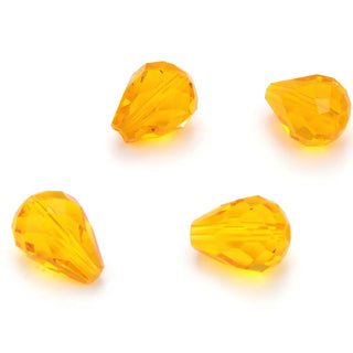 24pcs Adabele Austrian Faceted Teardrop Crystal Beads #5500, Light Topaz Yellow, 10mm x 8mm, Hole ID 1.1mm, SST-1008
