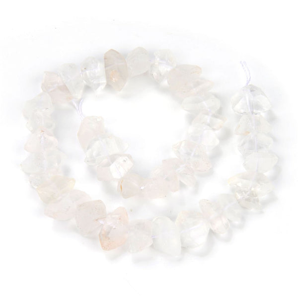 Natural Raw Clear Crystal White Quartz Nugget Drilled Gemstone Beads, Stone Nuggets, 15 Inch, GA-B1