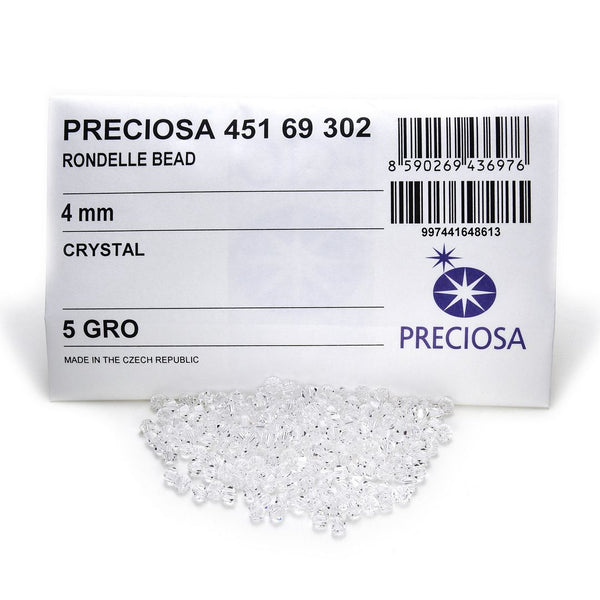 720pcs Preciosa Small Faceted Bicone Crystal Beads, Crystal Clear, 4mm, Hole ID 0.9mm, Prw-401