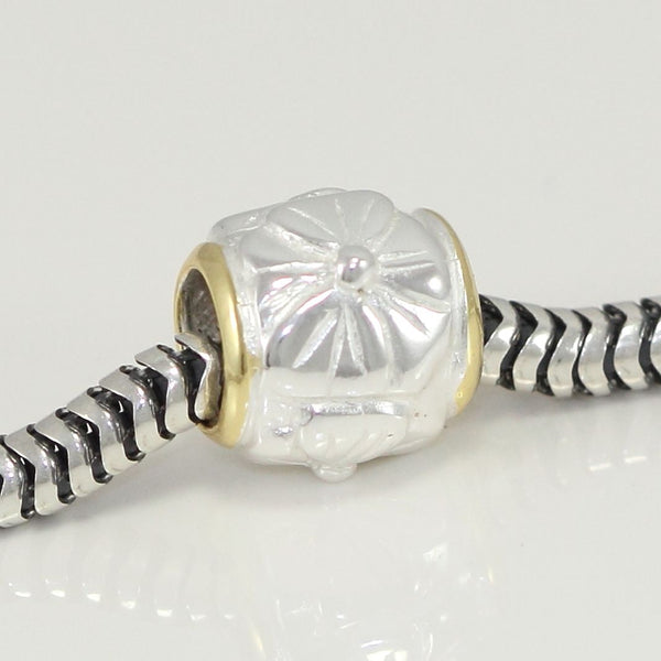 1pc Cute Solid 925 Sterling Silver Flower Bead Charm, Compatible with Pandora All Other Charm Bracelet, EC88