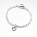 1pc Solid Sterling Silver Letter A Initial Flower Heart Alphabet Name Charm, Compatible with Pandora all Other Charm Bracelets, EC657