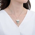 1pc Natural Green Aventurine Triangle Gemstone Pendant Necklace, 18 Inch Surgical Stainless Steel Chain, GGP-A6