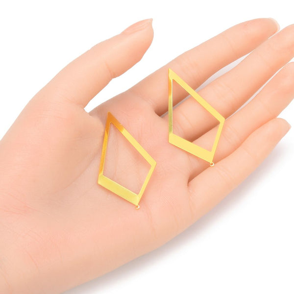 10pcs 51.5mm Large Kite Shape Drop Pendants, Tarnish Resistant, 18K Yellow Gold Plated Brass, BFW-A32