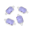 10pcs Grade A June Alexandrite Purple Birthstone Rectangle Radiant Cut Links, Sterling Silver Plated Brass, 14mm, CCP12-S6