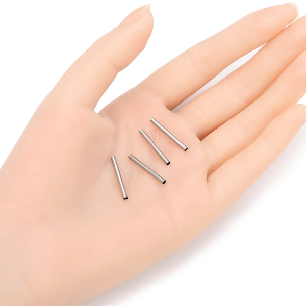 100pcs 304 Stainless Steel Round Tube Connectors – 20mm Length, 1.5mm Hole, Sleek Finish