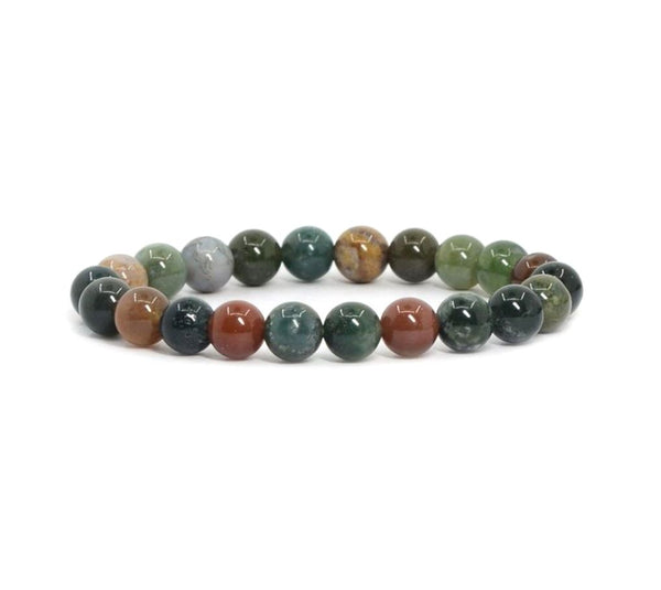 1 Strand Stretch Natural Indian Agate Beaded Gemstone Bracelet, 8mm Bead, Length Selections: 7 inch/7.5 inch/8 inch/8.5 inch