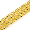 Grade A Natural Hematite Gemstone Round Beads, Gold Plated, 2 strands/200pcs Beads, 4mm/Small Tiny, Hole ID 1mm, GFC-C4