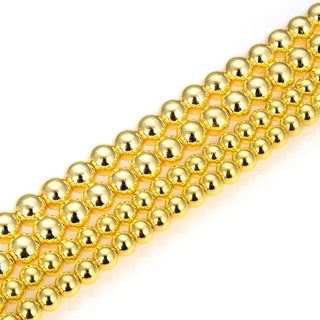 Grade A Natural Hematite Gemstone Round Beads, Gold Plated, 2 strands/200pcs Beads, 4mm/Small Tiny, Hole ID 1mm, GFC-C4
