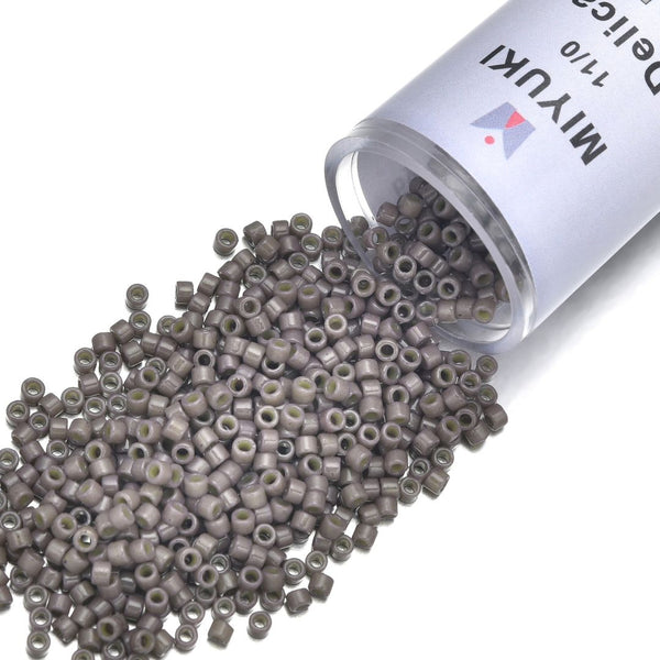 30g Miyuki Delica 11/0 Seed Beads, Duracoat Opaque Dyed Taupe DB2365