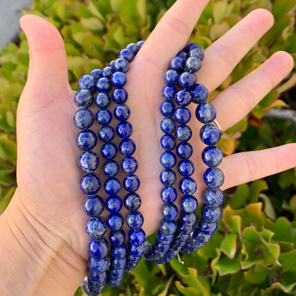 Natural Blue Lapis Lazuli Gemstone Round Beads, 15 Inch/1 Strand, Size Selections: 6mm/8mm/10mm