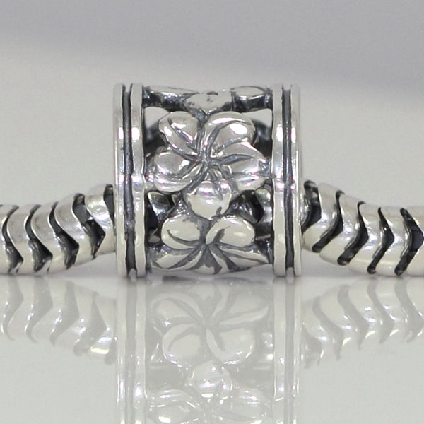 1pc Solid 925 Sterling Silver Flower Bead Charm, Compatible with Pandora All Other Charm Bracelet, EC132