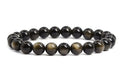 1 Strand Stretch Natural Gold Sheen Obsidian Beaded Gemstone Bracelet, 8mm Bead, Length Selections: 7 inch/7.5 inch/8 inch/8.5 inch
