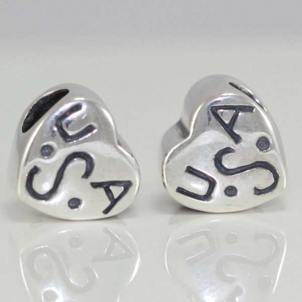 1pc Solid 925 Sterling Silver Love USA Charm Liberty Freedom Bead, Compatible with Pandora All Other Charm Bracelet, EC264