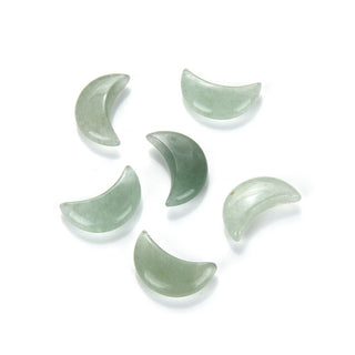 4pcs Natural Green Aventurine Gemstone Hand Carved Moon, 18mm Loose Cut Stones, G3P-A9