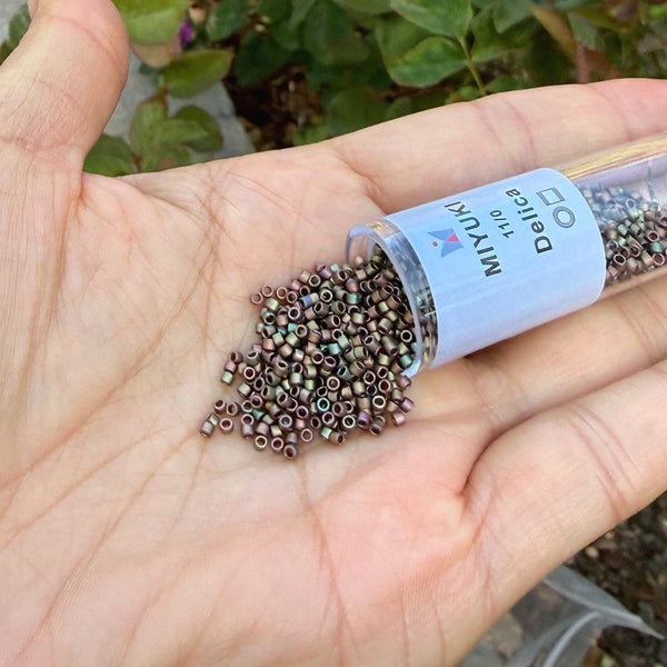 7.5g Miyuki Delica 11/0 Seed Beads, Opaque Matte Rainbow Bronze DB380