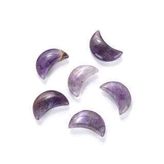 4pcs Natural Purple Amethyst Hand Carved Moon Gemstone, 18mm Loose Cut Stones, G3P-A2