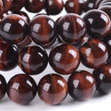 Natural Red Tigers Eye Gemstone Round Beads, 1 Strand/15 Inch, Size Selections: 4mm/6mm/8mm/10mm