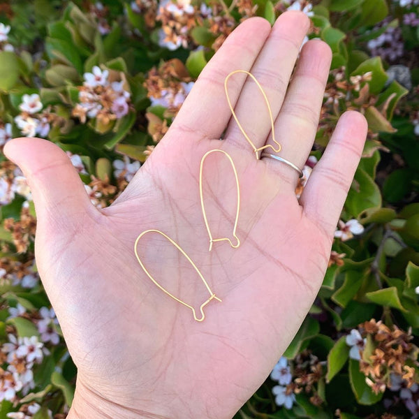 10pcs 925 Sterling Silver Kidney Earring Hooks, Real 18K Yellow Gold Plated, 0.7mm/21 Gauge, Length Selections: 18mm/25mm/36mm