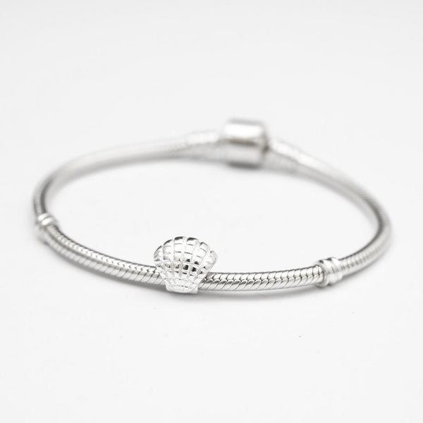 1pc Solid 925 Sterling Silver Sea Shell Bead Charm, Compatible with Pandora All Other Charm Bracelet, EC122