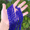 120pcs Creative Club Faceted Teardrop Crystal Glass Beads, Center Drilled, Cobalt Blue, 12x8mm, Hole ID 1mm, CCT-1225