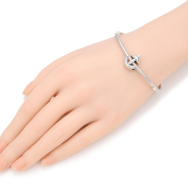 20pcs Anchor Symbol of Hope and Strength Large Hole Beads, Hole ID 4.5mm, Antique Silver, Zinc Alloy Metal, MEC-F6