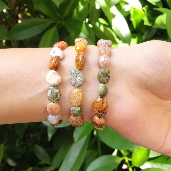 1 Strand Stretch Natural Multi-color Ocean Jasper Free Form Gemstone Bracelet, 7-10mm Beads, Length Selections: 7 inch/7.5 inch