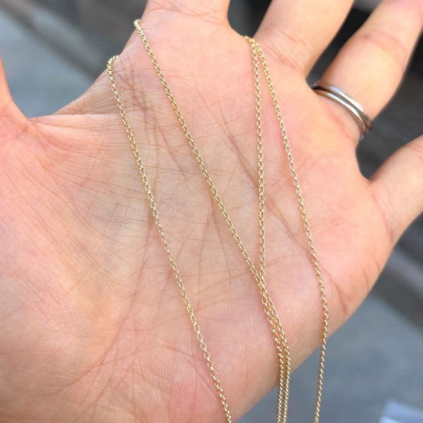 5 Feet 1/20 14K Gold Filled Unfinished Rolo Belcher Cable Chain Link, 1.25mm Width/Small, Non Tarnish, KG-A1