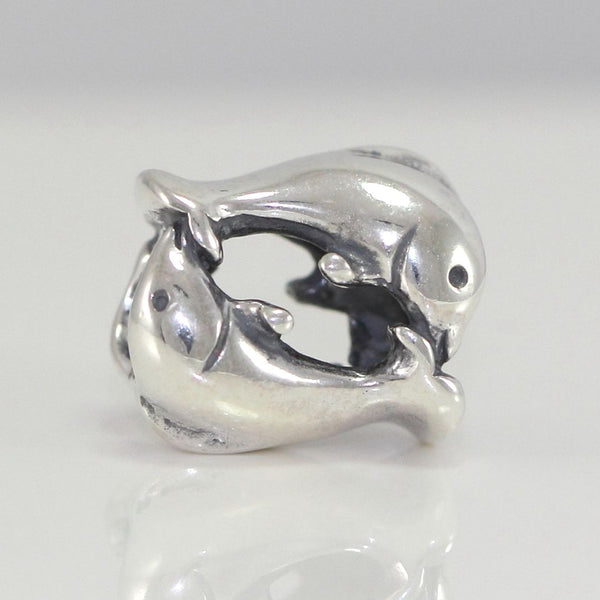 1pc 925 Sterling Silver Dancing Dolphin Charm Bead, Compatible with Pandora All Other Charm Bracelets, EC2-S1