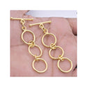 1 Set 925 Sterling Silver Adjustable 3-Ring Toggle Clasps, Real 18K Yellow Gold Plated, SS375-2