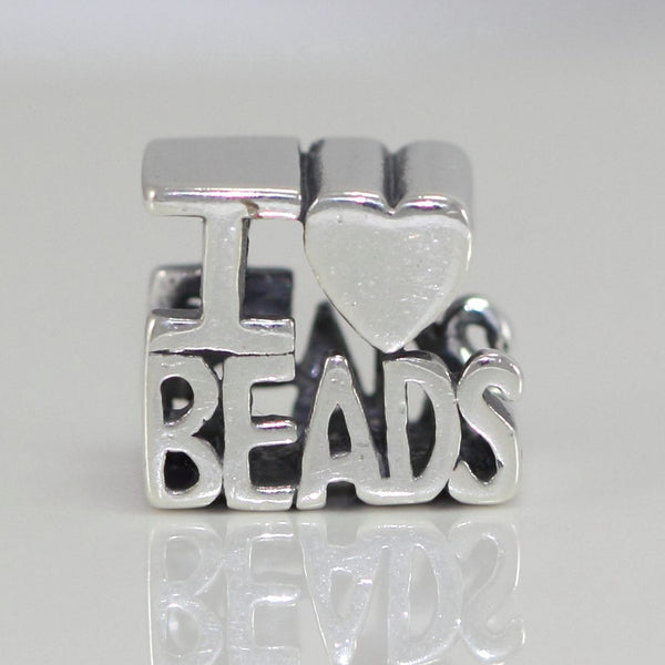 1pc Solid 925 Sterling Silver I Love Bead Charm Art Creativity Bead, Compatible with Pandora All Other Charm Bracelet, EC257