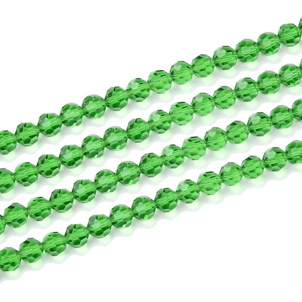 140pcs Creative Club Faceted Round Crystal Glass Beads, Peridot Green, 8mm, Hole ID 1mm, CC2R816