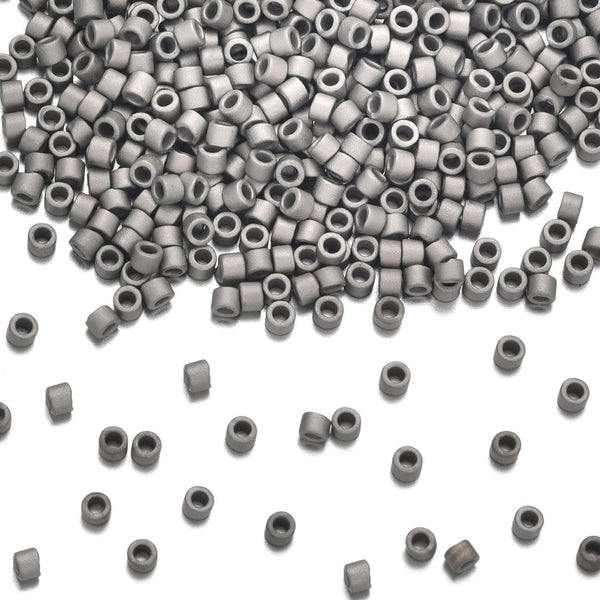 30g Miyuki Delica 11/0 Seed Beads, Transparent Matte Nickel-Plated DB321
