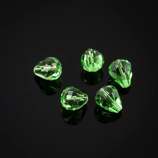 24pcs Adabele Austrian Faceted Teardrop Crystal Beads #5500, Peridot Green, 12mm x 10mm, Hole ID 1.2mm, SST-1216