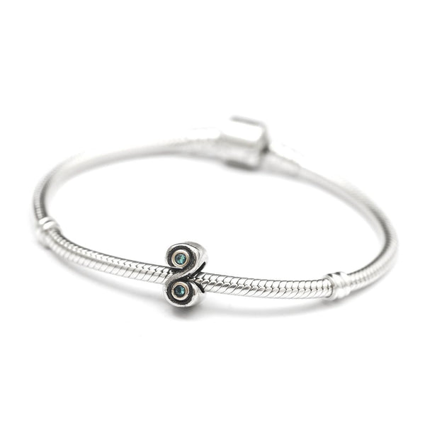 1pc Real 925 Sterling Silver Charm, December Birthstone Bead, Cubic Zirconia CZ Blue Zircon Gemstone, Compatible with Pandora all Other Charm Bracelets, EC421