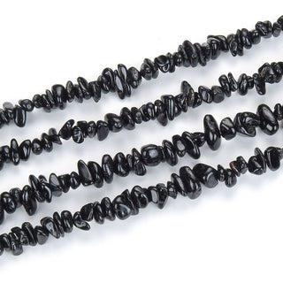Natural Black Tourmaline Gemstone Chip Beads, Free Form, 5mm-8mm, Hole ID 1mm, 1 Strand/31 Inch, GZ1-38