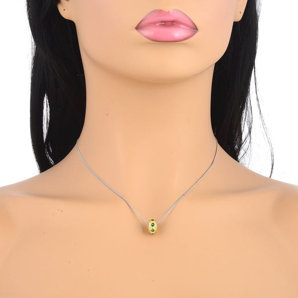 1pc Real Gold Plated 925 Sterling Silver May Birthstone Bead Charm, Green Emerald Cubic Zirconia CZ, 11x6.8mm, Hole ID 4.5mm, EC1-B5