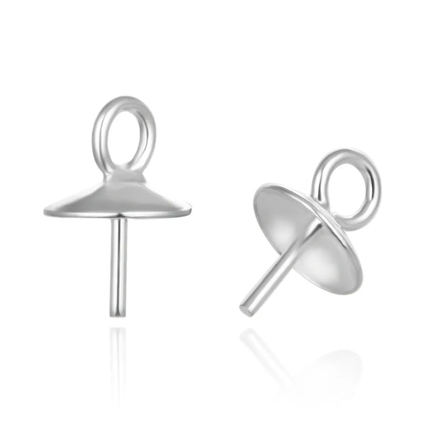 10pcs 925 Sterling Silver Eye Pin Bails, Glue-on Pendant Connector, Cup Size Selections: 4mm/5mm/6mm/8mm