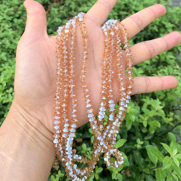 200pcs Creative Club Faceted Flat Bicone Rondelle Crystal Glass Beads #5305, Golden Shadow, 6x4mm Small, Hole ID 1mm, CC3R628