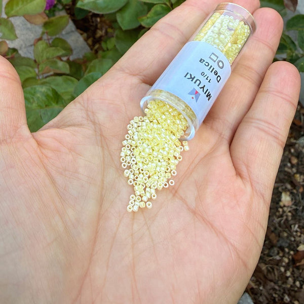 7.5g Miyuki Delica 11/0 Seed Beads Opaque Dyed Luster Light Lemon Ice DB232