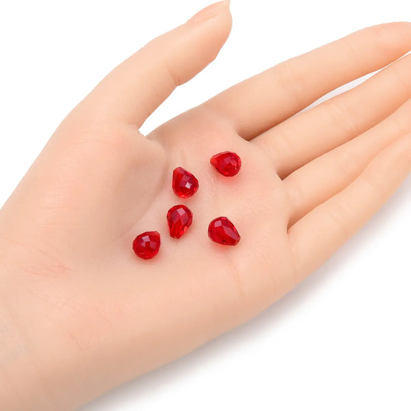 24pcs Adabele Austrian Faceted Teardrop Crystal Beads #5500, Siam Red, 10mm x 8mm, Hole ID 1.1mm, SST-1005